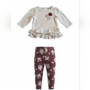 Kids Headquarters Girls Floral Embroidered Top and Leggings Set NWT 3-6 Months